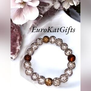 BRACELET Silver n gold sparkly beaded bling bracelet one size fits most.